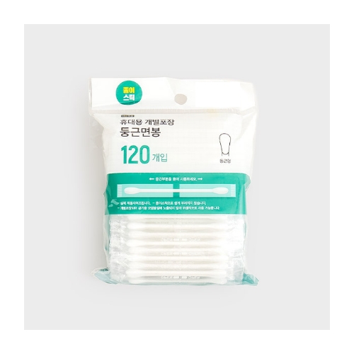 DAISO Cotton Swab 120pcs - Round Type [Individual Packaging]