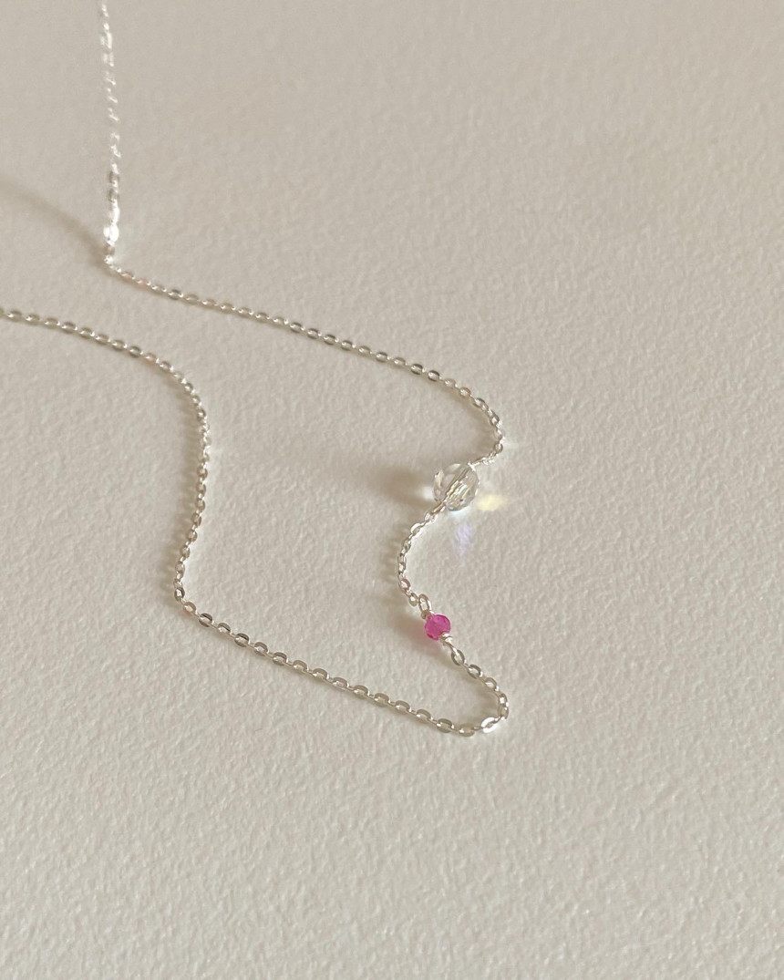 Gemstone Necklace [Silver + Ruby]