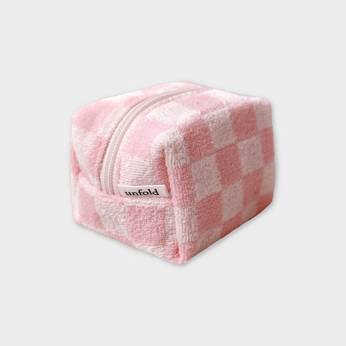 Unfold Checker Board Terry Pouch (Pink) #Large