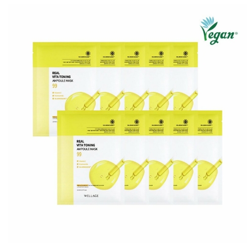 WELLAGE Real Vita Toning Ampoule Mask Sheet 10P