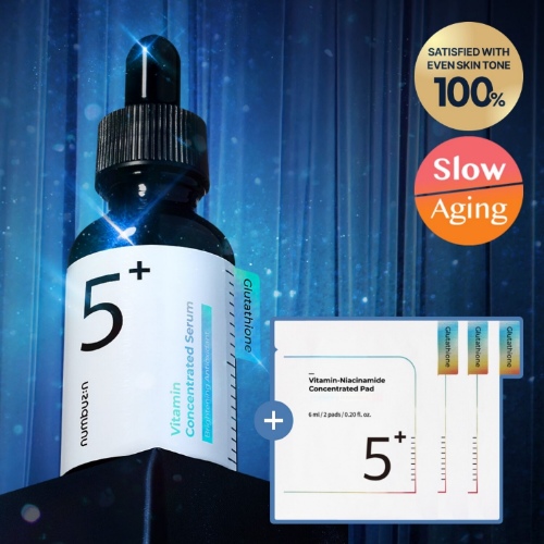 numbuzin No.5+ Vitamin Concentrated Serum 30mL set (+6 pads gift)