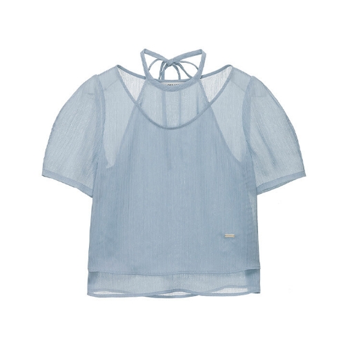 Loeuvre Halter Dlayer Wrinkle Blouse #Soft Blue