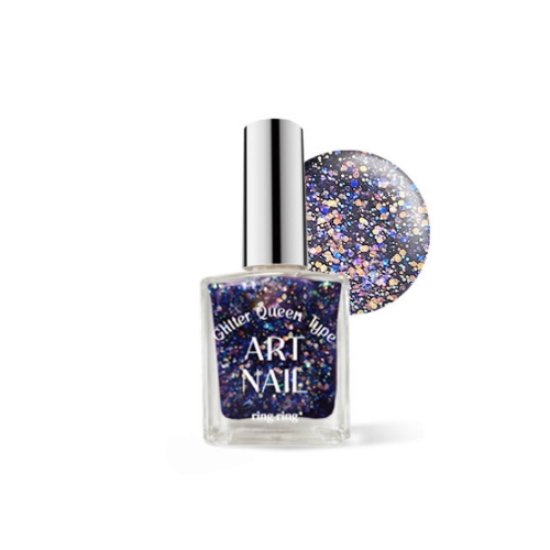 DAISO ring ring Art Nail 13ml #Glitter Queen Navy