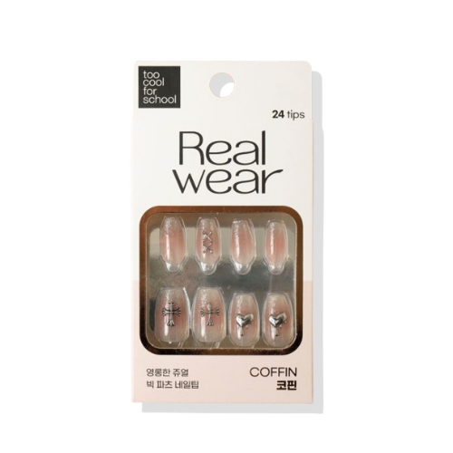 DAISO too cool for school Real Wear Nail Tip 24 tips Coffin Type #Romantic Silver