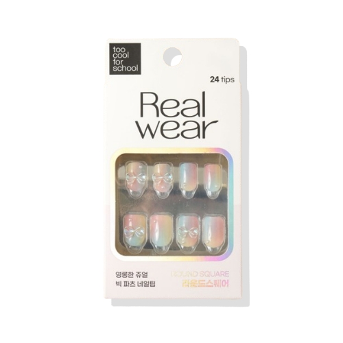 DAISO too cool for school Real Wear Nail Tip 24 tips Round Square Type #Cotton Candy