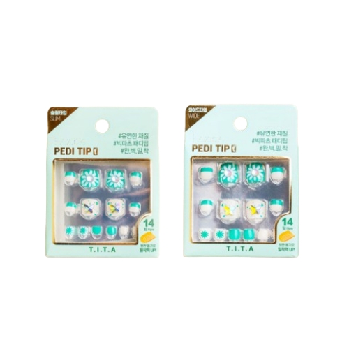 DAISO T.I.T.A Press Pedi Tip 14pcs #Clear (Slim/Wide)