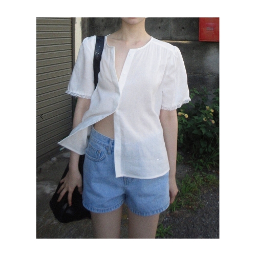 ARCHIVE JTOU  lace half shirt blouse #Ivory