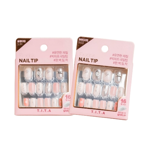 DAISO T.I.T.A Press Nail Tip 16pcs #Kitch (Slim/Wide)