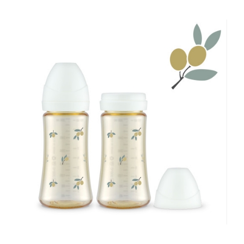 PPSU Olive Feeding Bottle Twinpack 300ml (White)