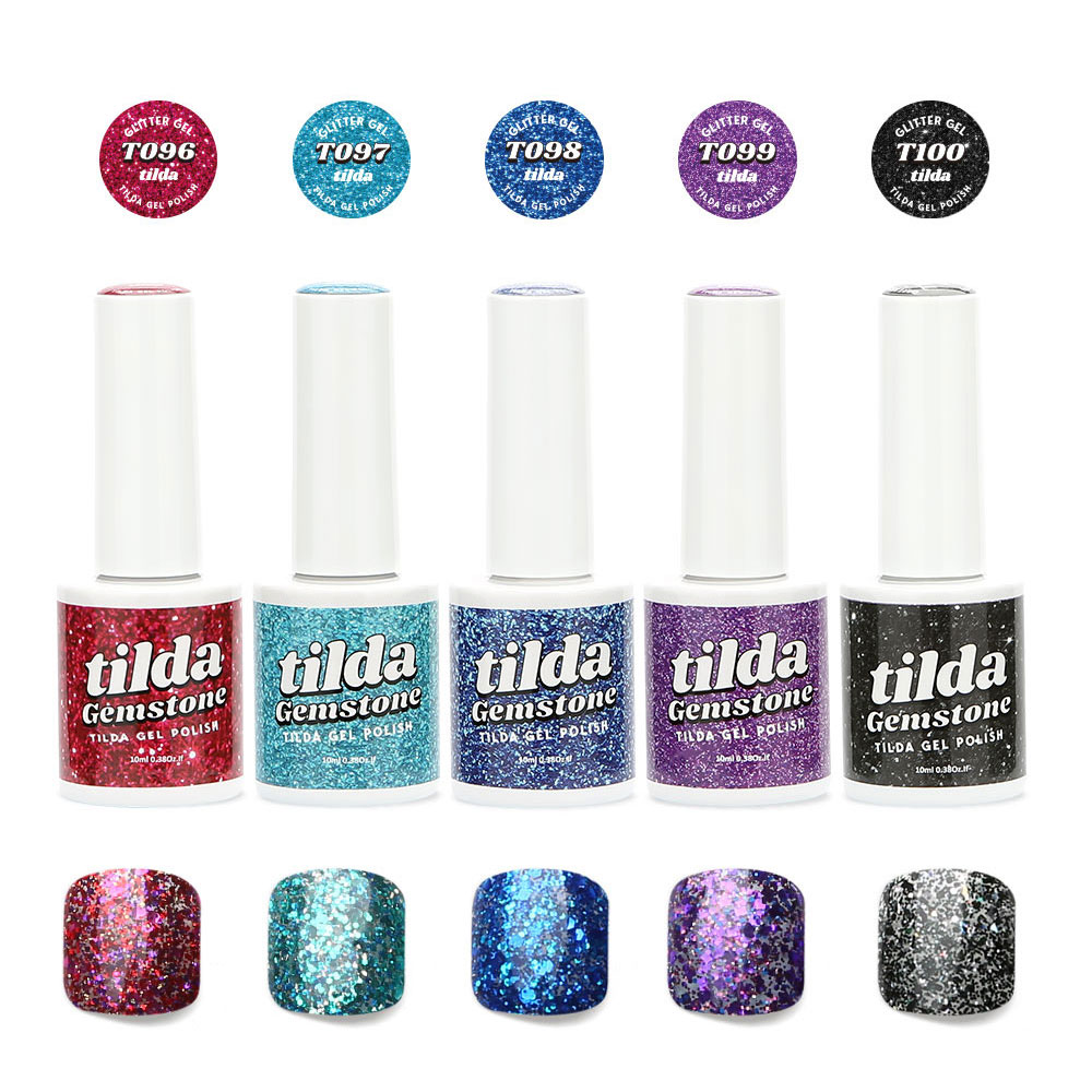 Tilda Glitter Gel Nail Polish Gemstone Series 5colors Set