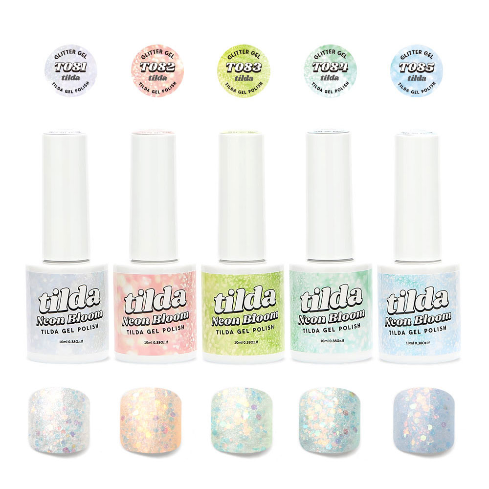 Tilda Glitter Gel Nail Polish Neon Bloom Series 5colors Set