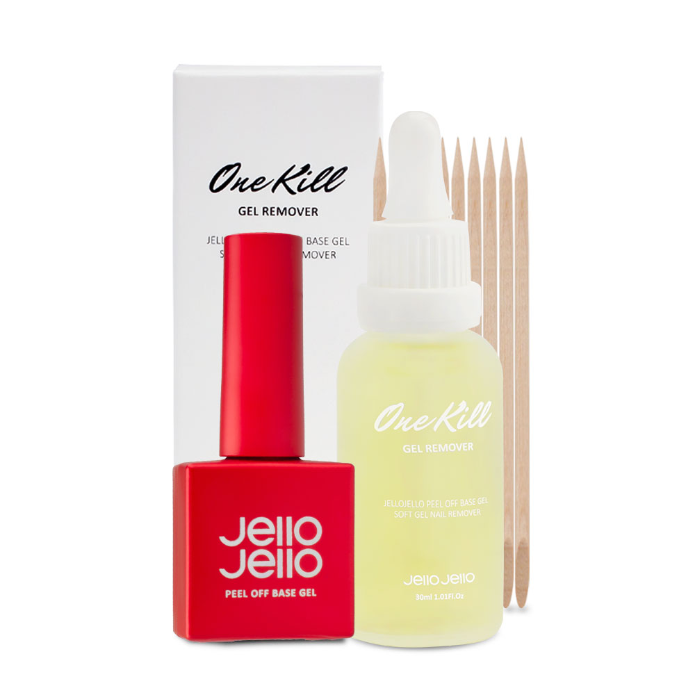 Jello Jello Peel off Base Gel Polish + One Kill Remover Set