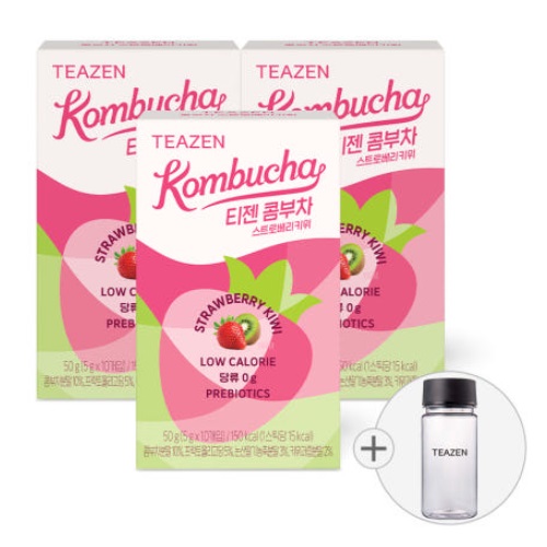 TEAZEN Kombucha StrawBerry Kiwi 10sticks*3boxs (including bottle)