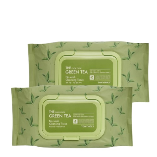 TONYMOLY The Chok Chok Green Tea No-Wash Cleansing Tissue 100pcs. x2