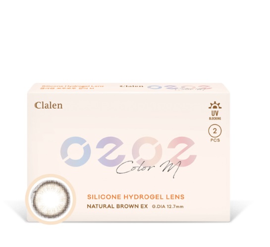 Clalen 0202 Color M Silicone Hydrogel Lens #Natural Brown EX 2packs (for 1 month)