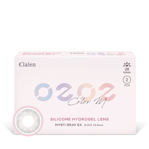 Clalen 0202 Color M Silicone Hydrogel Lens #Mysti Gray EX 2packs (for 1 month)