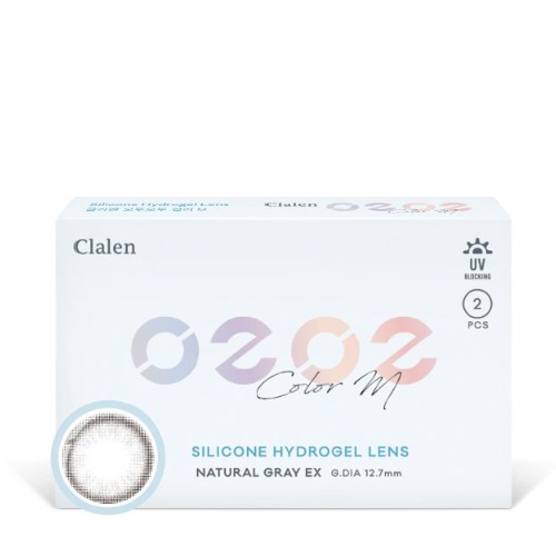 Clalen 0202 Color M Silicone Hydrogel Lens #Natural Gray EX 2packs (for 1 month)