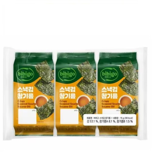 Bibigo Crispy Seaweed Snacks Sesame Oil 5gx3ea