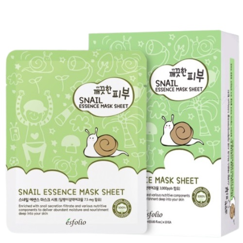 ESFOLIO Pure Skin Snail Essence Mask Sheet (10sheets)