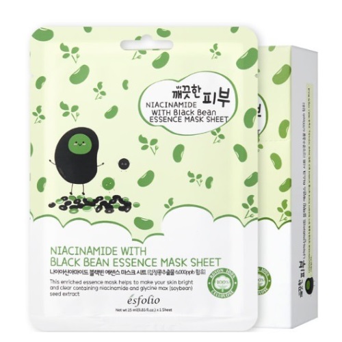 ESFOLIO Pure Skin Niacinamide with Black Bean Essence Mask Sheet (10sheets)