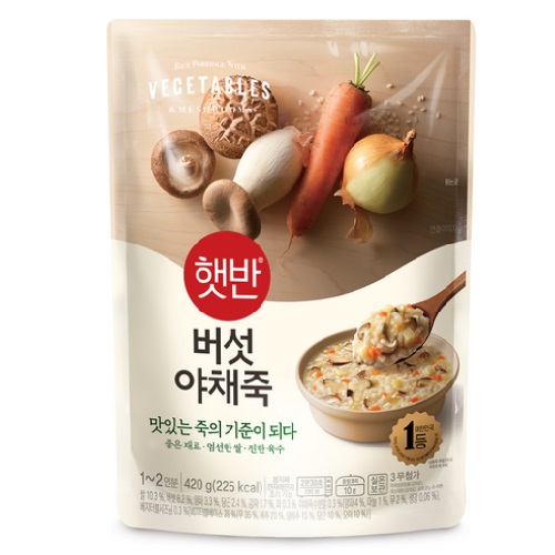 CJ Hatban Soft Meal Rice Porridge With Vegetables & Mushrooms 420g