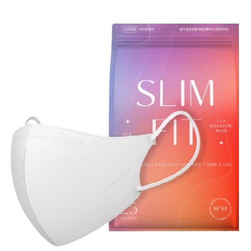 CLA Slim Fit Health Color Beak-Shaped KF94 Mask #Medium 25pieces White