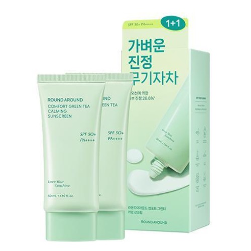 Round Around Comfort Green Tea Calming Sunscreen 50mL 1+1 Special Set