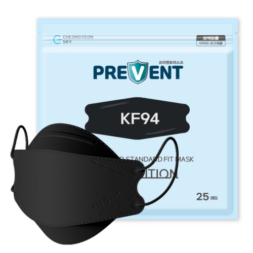 Prevent KF94 3D Mask Eco-friendly ECO Package Black 25 sheets Large 