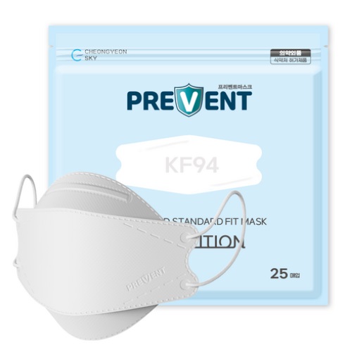 Prevent KF94 3D Mask Eco-friendly ECO Package White 25 sheets Large