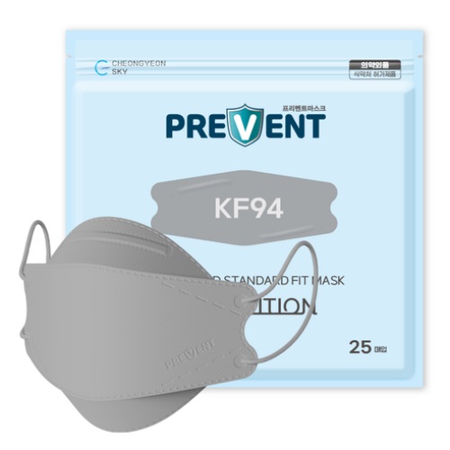 Prevent KF94 3D Mask Eco-friendly ECO Package Gray 25 sheets Large 