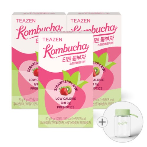 TEAZEN Kombucha StrawBerry Kiwi 10sticks*3boxs (including bottle)