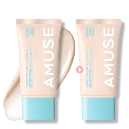 AMUSE Beige Tone-Up 365 Vegan Sunscreen SPF50+PA++++40ml [1+1]