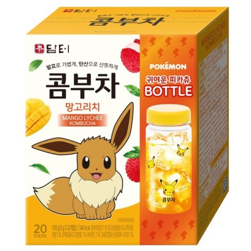 Damtuh Pokemon Kombucha Mango Lychee 20sticks+Bottle Set