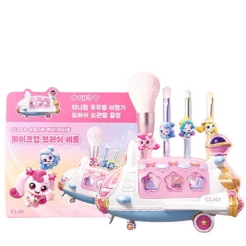 CLIO Makeup Brush Set (4 Brushes + Spaceship Brush Holder)