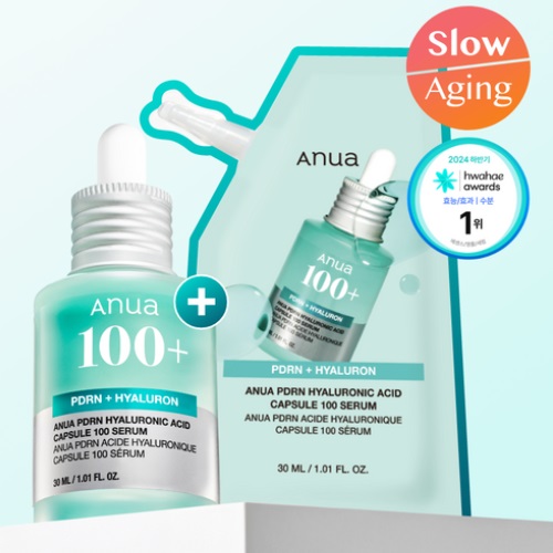 ANUA PDRN Hyaluronic Acid Capsule 100 Serum 30ml Set (+Refill 30mL)