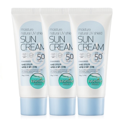 Vaseline Moisture natural UV Shield Sun Cream SPF50+PA++++60ml x 3ea