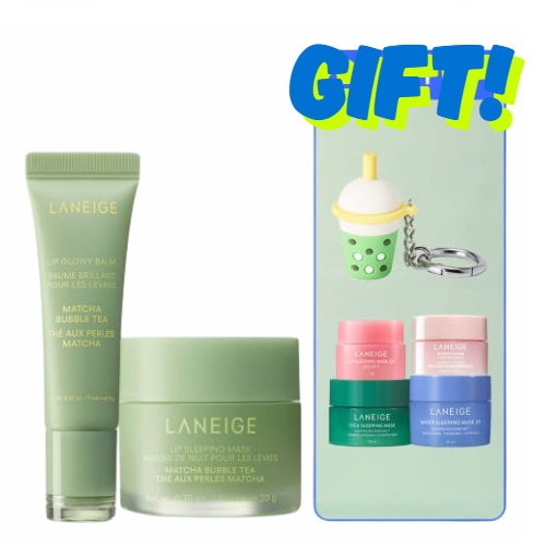 LANEIGE Lip Sleeping Mask EX Matcha Bubble Tea20g +Lip Glowy Balm Matcha Bubble Tea 10g