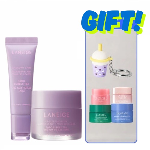 LANEIGE Lip Sleeping Mask EX Taro Bubble Tea20g +Lip Glowy Balm Taro Bubble Tea 10g