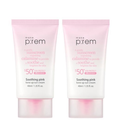 MakePrem Soothing Pink Tone Up Sun Cream 40mL 1+1 Special Set