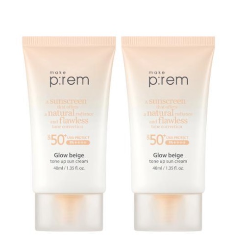 MakePrem Glow Beige Tone Up Sun Cream 40mL 1+1 Special Set