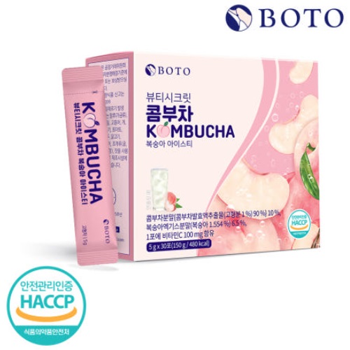 BOTO Beauty Secret Kombucha Peach Iced Tea 5g x 30 sticks