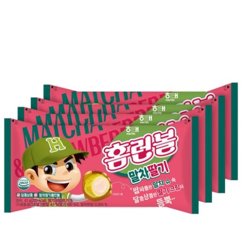 HAITAI Confectionery Home Run Ball Matcha Strawberry Snack 43g*4ea