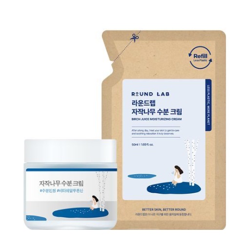 Round Lab  Birch Juice Moisturizing Cream 80ml Set (+Refill 50ml)