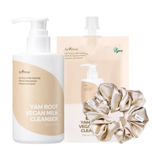 ISNTREE Yam Root Vegan Milk Cleanser 220ml Set (+Refill 200ml+scrunchie)