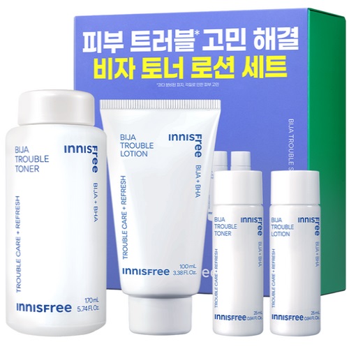 INNISFREE Bija Trouble Toner 170ml+Lotion 100ml Set (+Toner 25ml+Lotion 25ml)