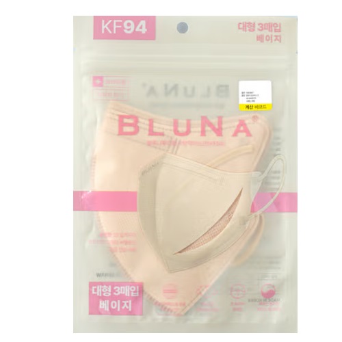 [DAISO] BLUNA KF94 2D Mask Beige [ L ] 3 sheets