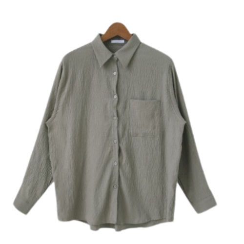 [W] alittle-b easy wrinkle strap shirt (#KHAKI) 