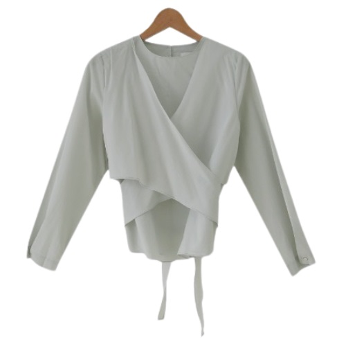 [W] alittle-b nova wrap blouse [#Light Gray]