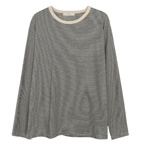 [W] pureda Boundary Round Stripe T-Shirt [#Ivory]