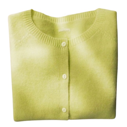 [W] SLOWMADE. Premium Wholegarment Wool Cardigan (100% wool) [R-neck,MILKY LIME]
